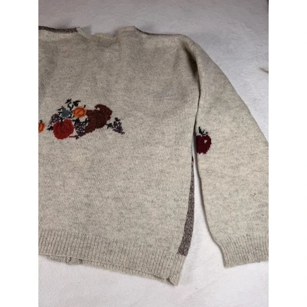Woolrich Cardigan Sweater Womens Large Beige 100% Wool Fall Harvest Apple Knit - Picture 16 of 16